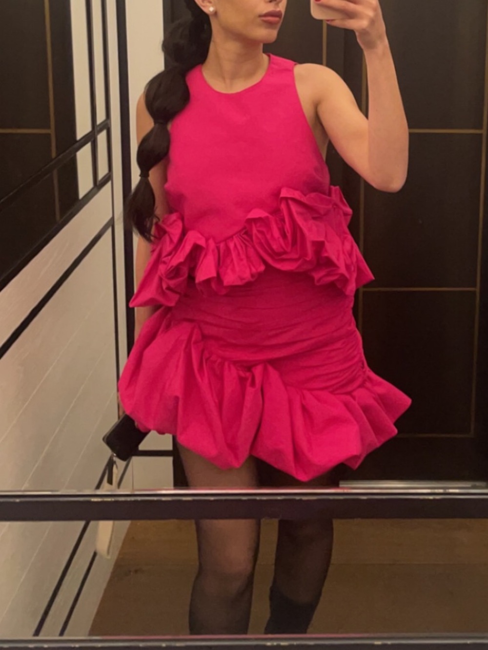 Fuchsia Ruffle Mini Skirt - Women's Party Skirt
